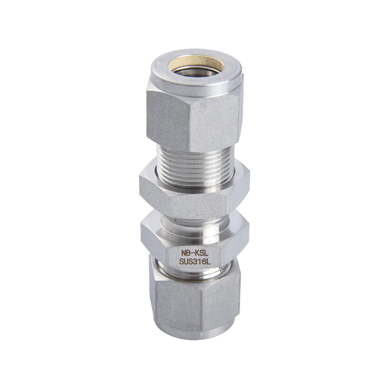 Conector reto de placa passante de encaixe de compressão de aço inoxidável 316L