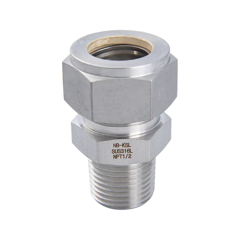 Conector de rosca externa com encaixe de compressão de aço inoxidável 316L