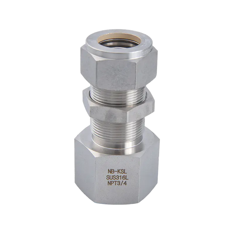 Rosca interna de encaixe de compressão de aço inoxidável 316L através do conector da placa