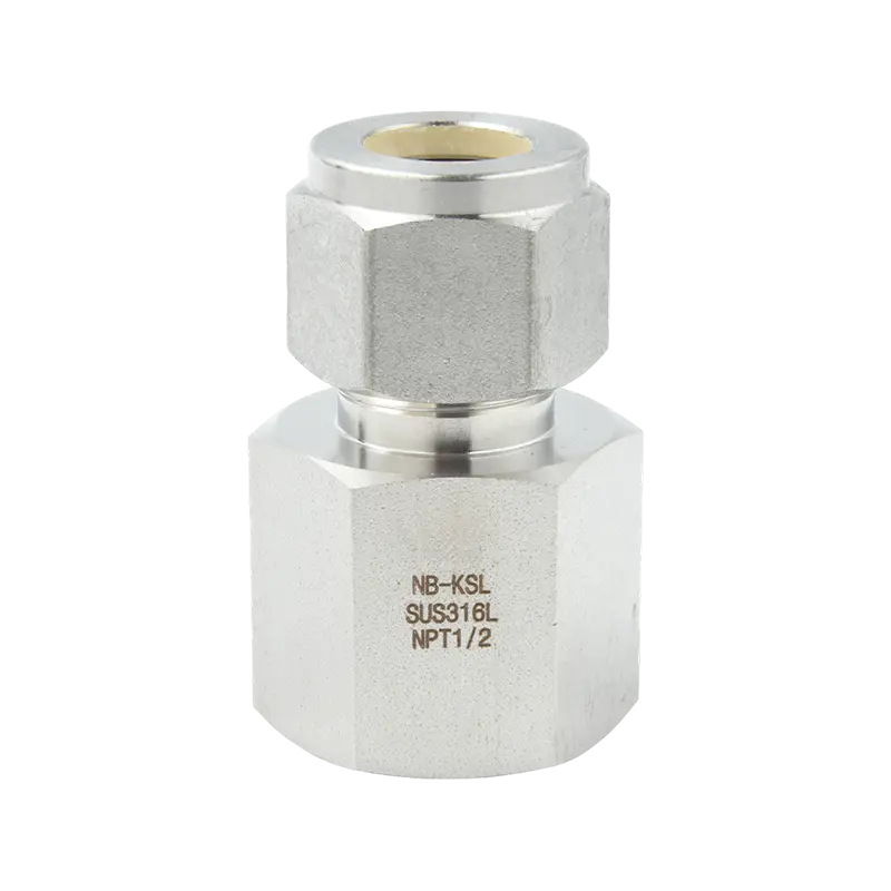 Conector de rosca interna de encaixe de compressão de aço inoxidável 316L