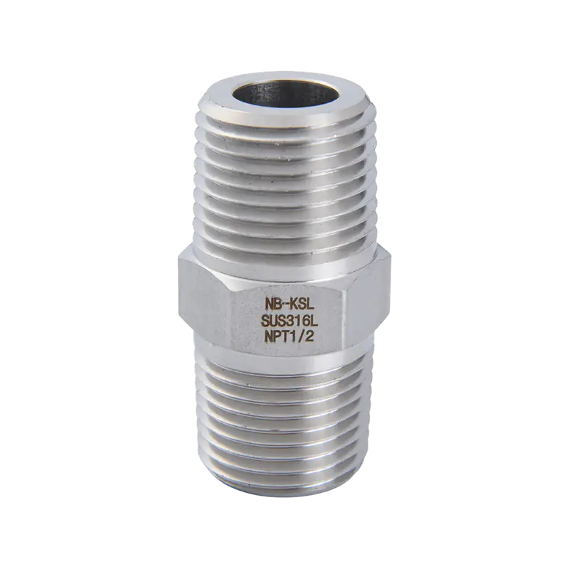 Conector de rosca externa dupla de aço inoxidável 316L