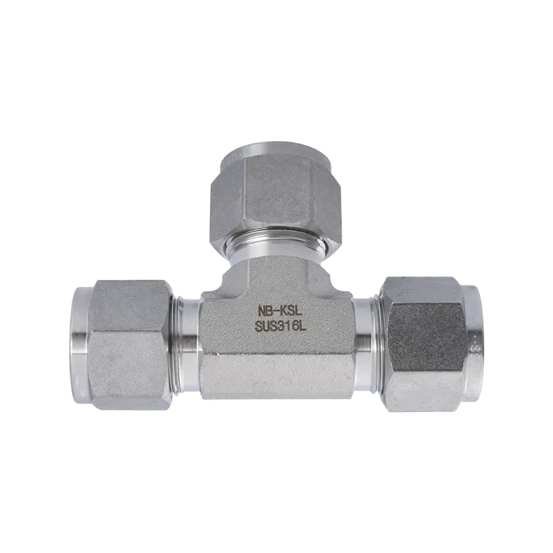 T de encaixe de compressão de aço inoxidável 316L