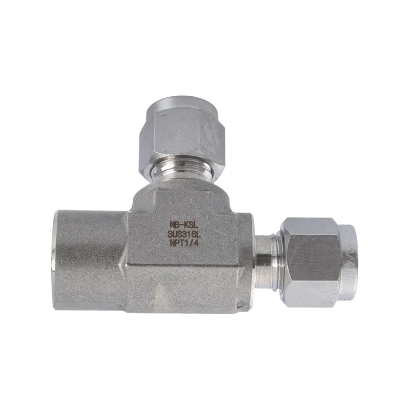 T lateral de rosca interna com encaixe de compressão de aço inoxidável 316L